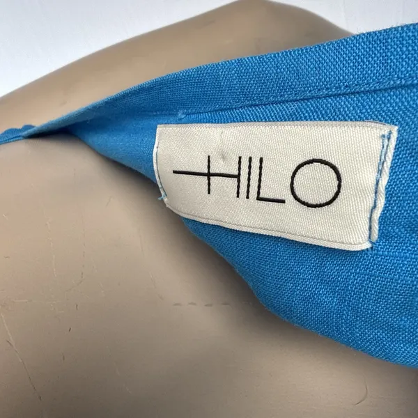 Hilo Turquoise Linen Slip Dress Maxi Sundress‎ Size M Side Slit V-Neck Pockets - Image 8