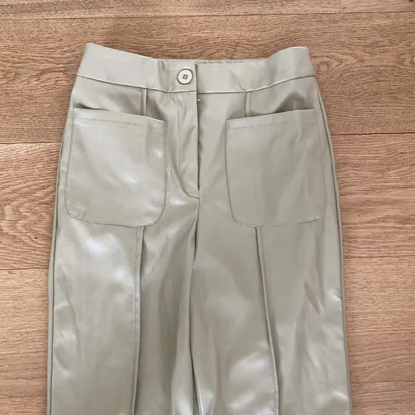 PrettyLittleThing - Faux Leather Pants in Beige - Image 2