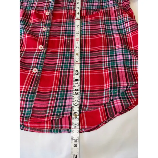 Victoria's Secret Plaid Flannel Pajama Set Size M Short Red Holiday Lurex EUC‎ - Image 5