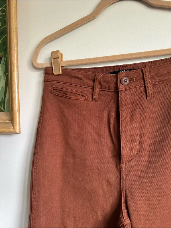 Quince Stretch Cotton Twill Wide Legs Jeans Womens 26 Rust Brown - Image 4