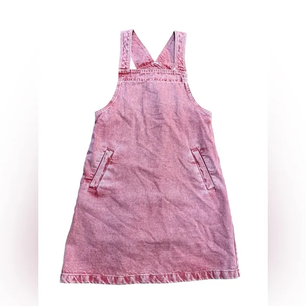 Mango Pocket Denim Pinafore Dress Faded Red/Pink Sz 2 Soft Girl Vibes Y2K‎ Era - Image 6