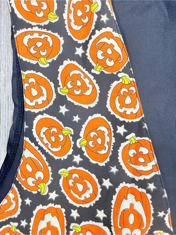 Vintage handmade 90s button front pumpkin print vest Halloween costume / fall md - Image 2