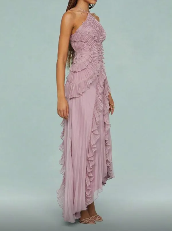 Dusty Pink Ruffle Dress - Image 3
