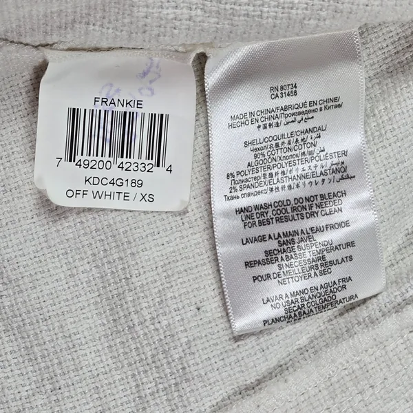 BCBGMaxAzria Frankie Off‎ White Zip Up Moto Blazer Jacket XS Textured - Image 4