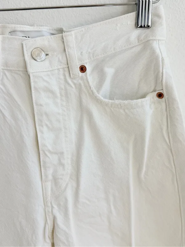 Zara The Bliss Straight Jeans Size 2 Color White Distressed Y2k - Image 5