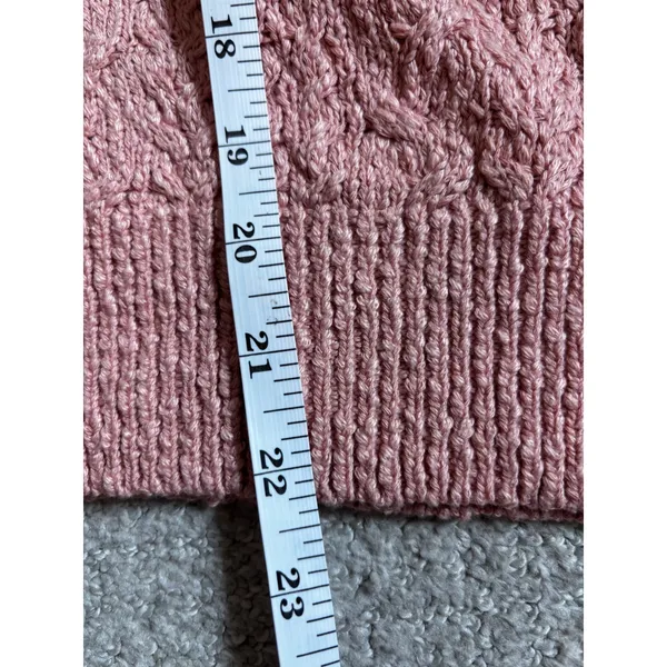 Free People Cable Knit Sweater Large Pink Boho Chunky Pullover - Image 7