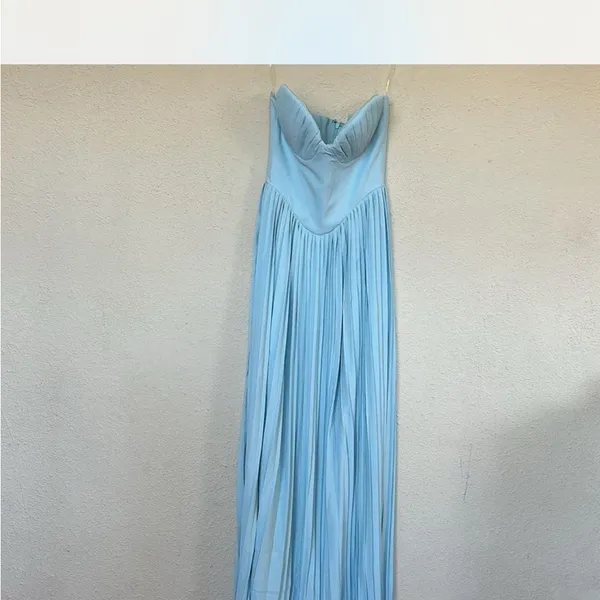 House of CB ‘Marcella’ Ocean Blue Pleated Maxi Dress NWOT size M D-DD‎ - Image 5
