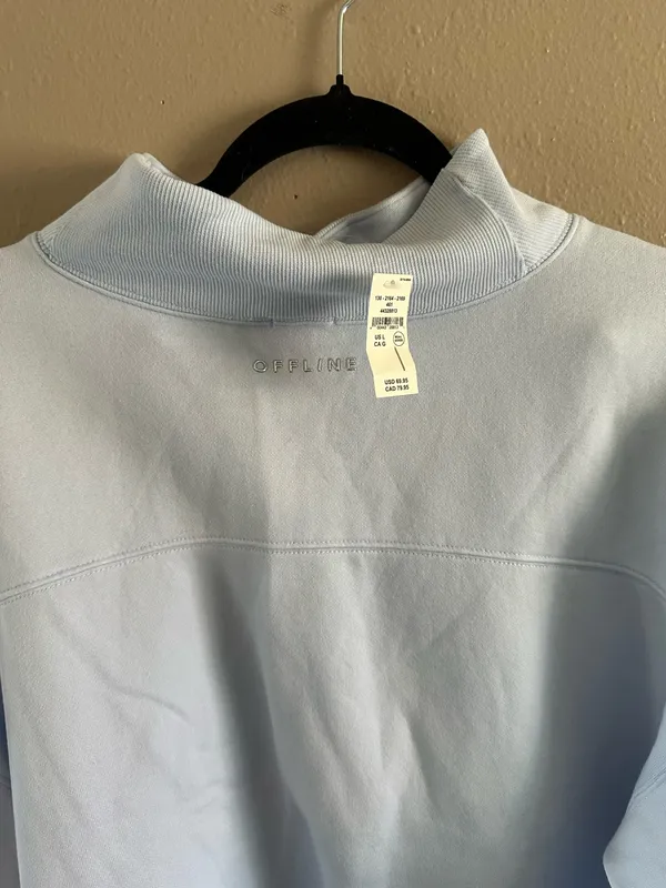 OFFLINE by Aerie Cloud Fleece Oversized Mockneck Sweatshirt - Divine Blue NWT L - Image 4