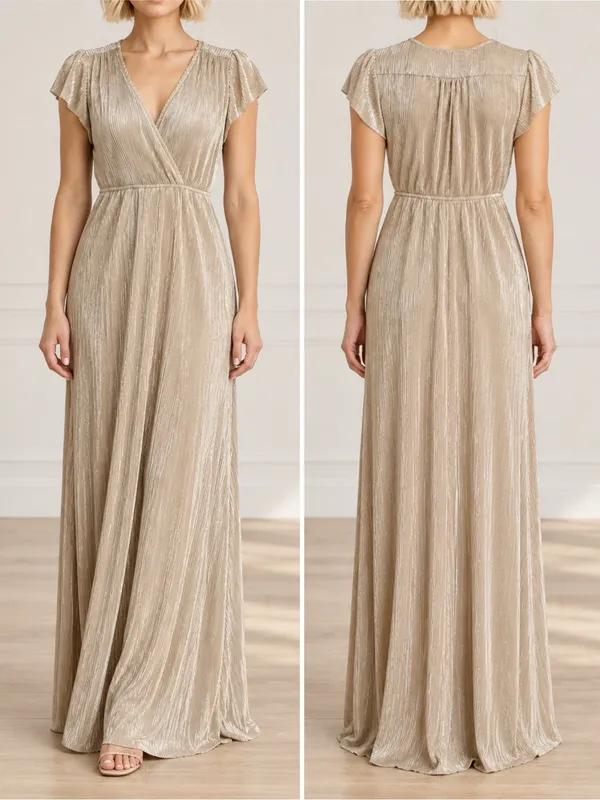 Baltic Born Athena Pleated Maxi Dress Sz XS Champagne Gold Maternity Bridesmaid - Image 13