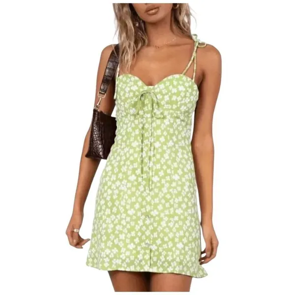 Princess Polly Floral Lime Mini Dress Sz 10 - Image 3