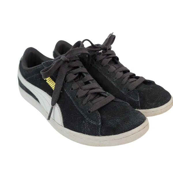 Puma Vikky Womens Size 7‎ Black Low Top Sneakers Suede Shoes 362624-02 - Image 2