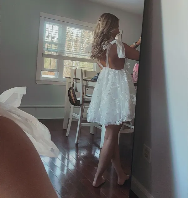 Mini Tulle White Dress Size 2 - Image 4