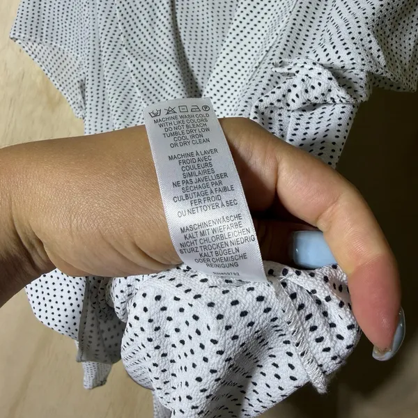 Adrianna Papell Women's Medium White Black Polka Dot Wrap Tie Waist Blouse - Image 7