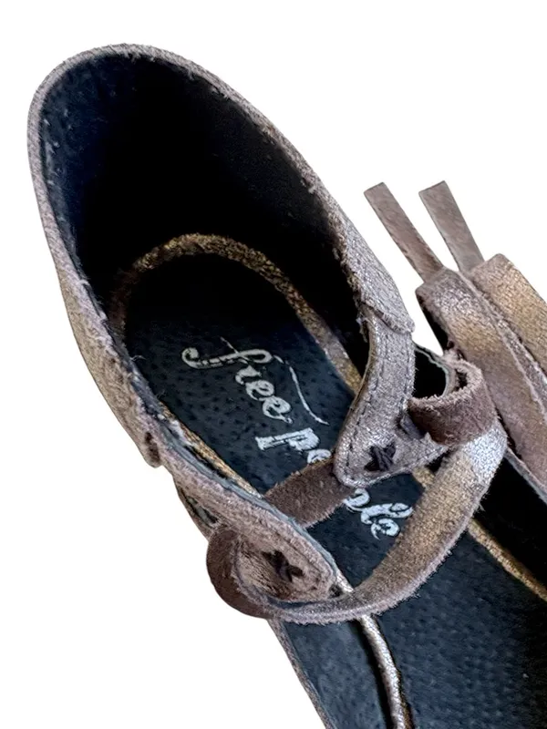 Free People Leather Atlas Metallic Ankle Wrap Ballet Flats Size 6.5 - Image 3