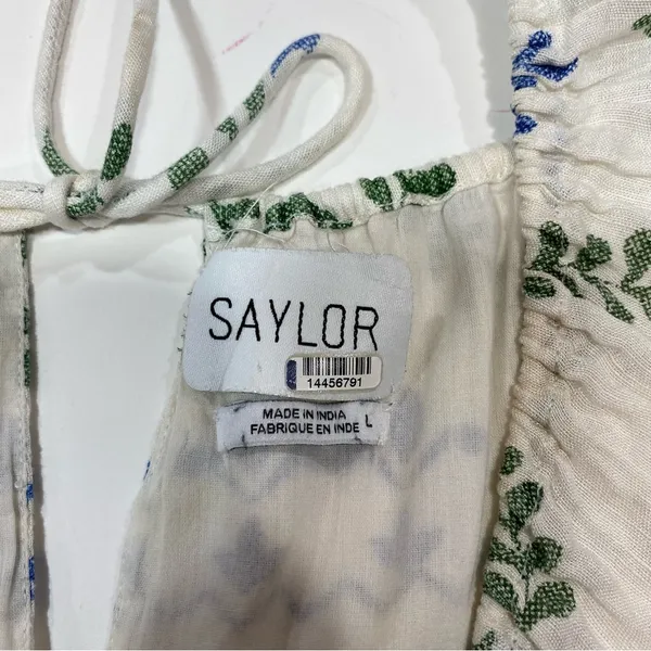Saylor Gracey floral v neck puff sleeve Summer Dress Size L - Image 6