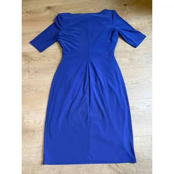 EUC Womens Lauren Ralph Lauren dress blue short‎ sleeve stretch cowl neck 6 - Image 2