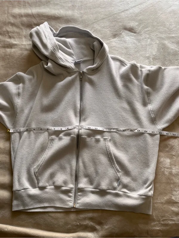 ARITZIA TNA Waffle Print Full Zip Hoodie Sweatshirt Women’s Sz 2 Oversized Sz 2 - Image 6