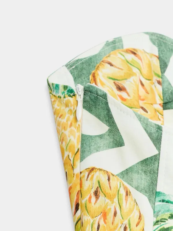 Zara Strapless Fruit Print Maxi Dress - Green & Yellow - Image 9