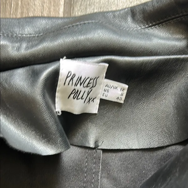 Princess Polly Black Cropped Leather Jacket - Image 2