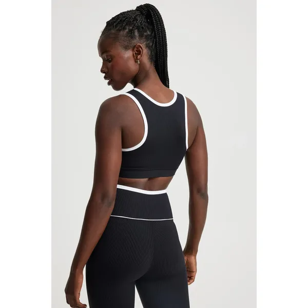 Year of Ours Black Ribbed Gym Bra Classic Racerback Active NWT XL - Image 3