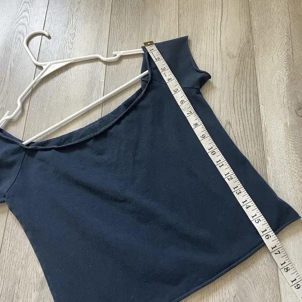 Brandy Melville Top cotton off shoulder bonnie crop womens Navy Blue (one size) - Image 5