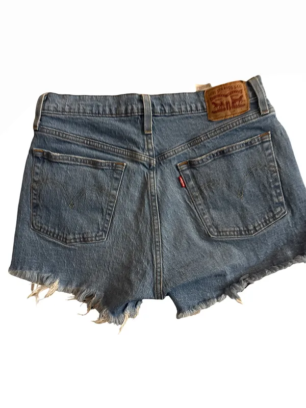 Levi's Light Blue Frayed Hem Denim Cutoff Shorts - Image 2