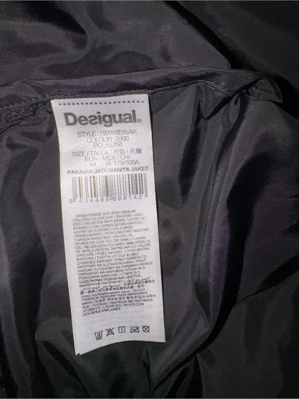 Desigual Black Lined Jacket with Branded Neck Label - Image 8