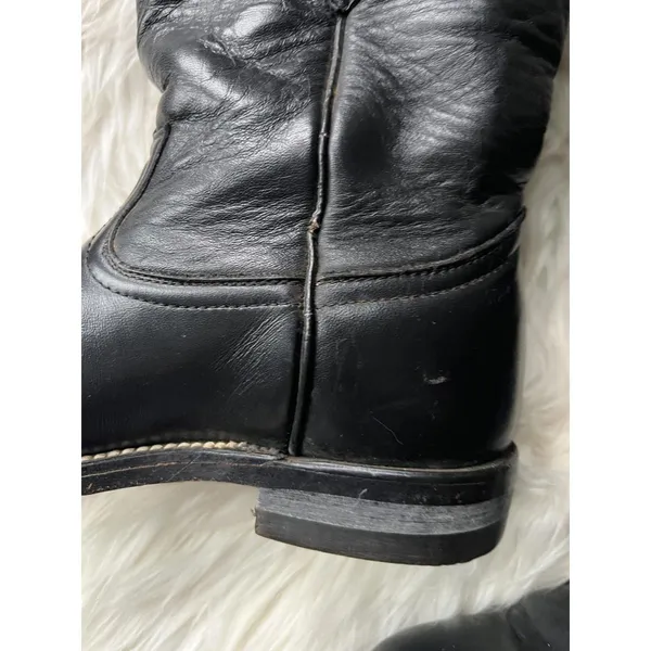 Ladies/Teens Black LeatherRoper Western Boots - Image 8
