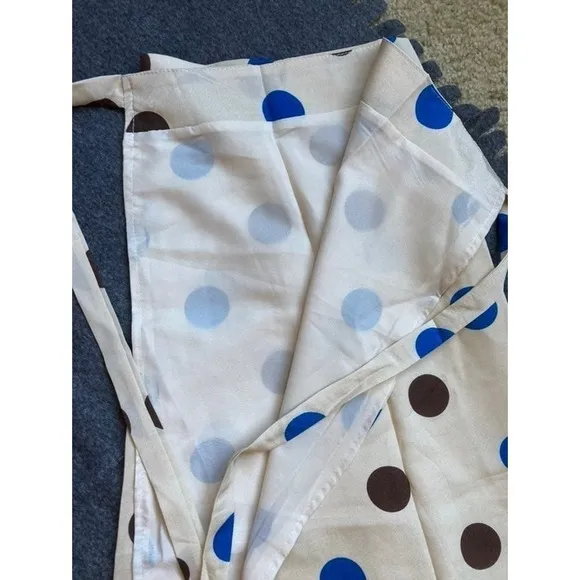 Women Casual blue Polka‎ Dot T Shirt with Asymmetrical Midi Wrap Skirt set new - Image 4