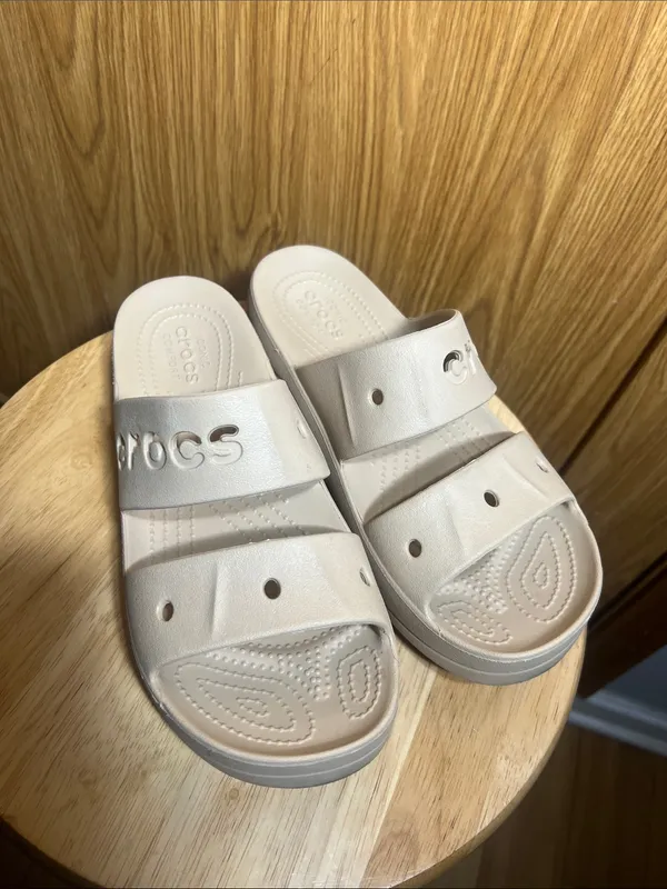CROCS Kids Beige Slide Sandals - Image 6