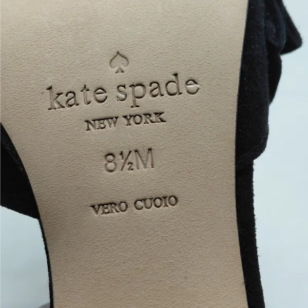 Kate Spade Pumps Size 8.5 Black Suede Coquette Quiet Luxury Heels Wedding Party - Image 7