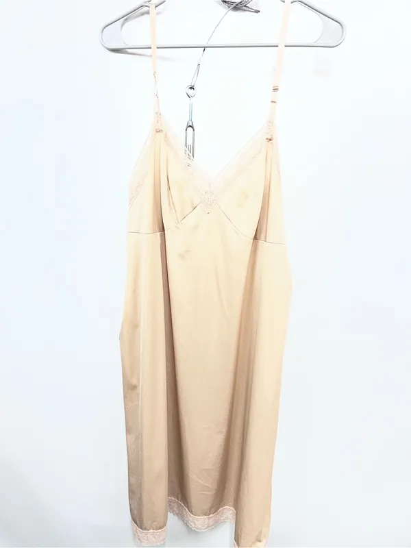 Vanity Fair Vtg Silky Lace-Trim Slip Dress in champagne - Women Intimates size 40 Nylon - Image 7