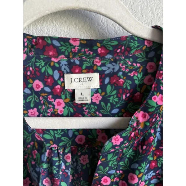 J.Crew Floral Popover Placket Blouse L Whimsygoth Cottagecore Dark Romantic Top - Image 4