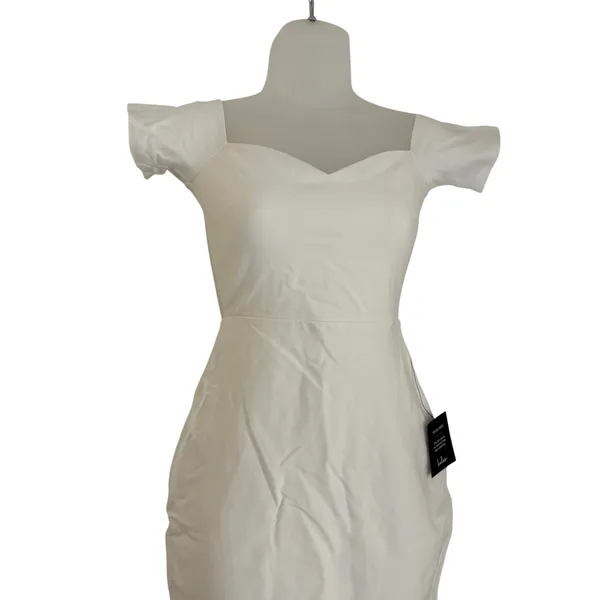 Lulu's How Much I Care Ivory Off Shoulder Mermaid Midi Dress - Image 3