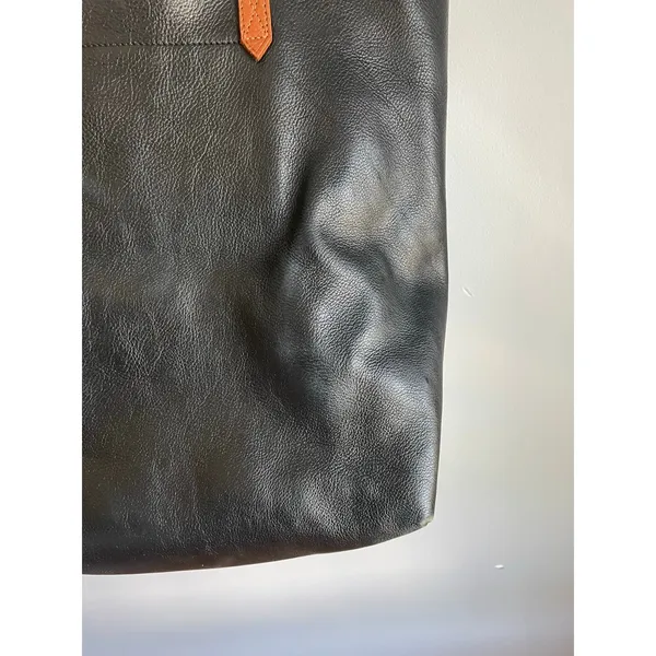 Madewell Leather Tote‎ Bag Monogrammed ALB Black Brown Work Office - Image 4