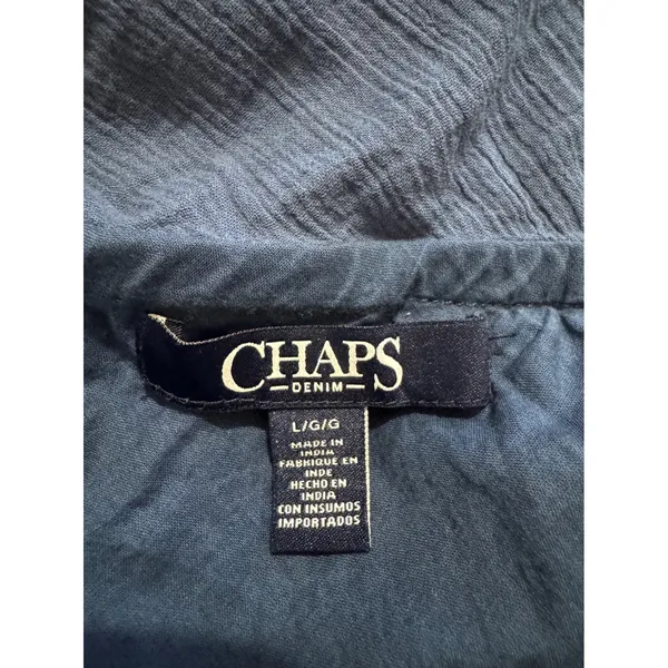 Chaps Maxy SKirt L‎ Navy Blue Crinkle Gauze Tiered Large Boho 100% Cotton Flowy - Image 5