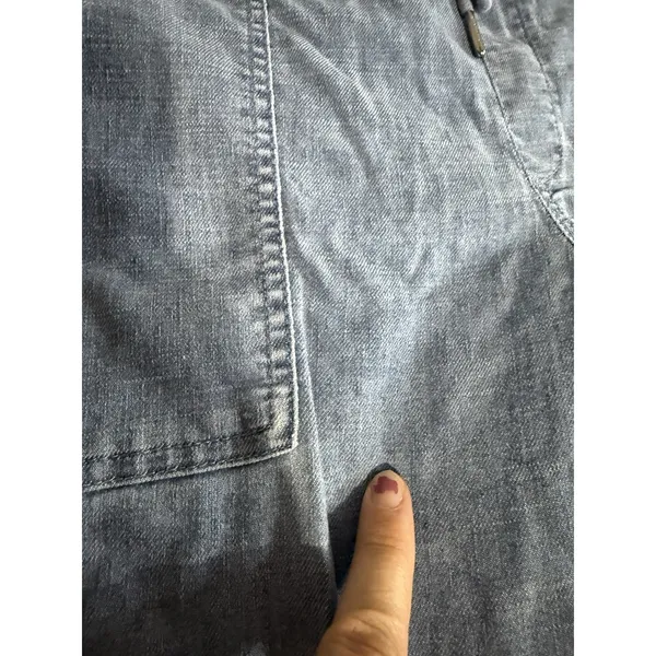 Level 99 Blue Denim Cargo Pants Women's Sz L Drawstring Elastic Waist Pockets - Image 8
