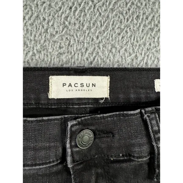 PacSun Denim Shorts Women 30 Black Shortie Faded Stretch Rolled Hem Boho Western - Image 6