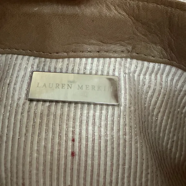 Lauren Merkin Pleated Leather Clutch Purse Tan Brown Very Soft Neutral - Image 8