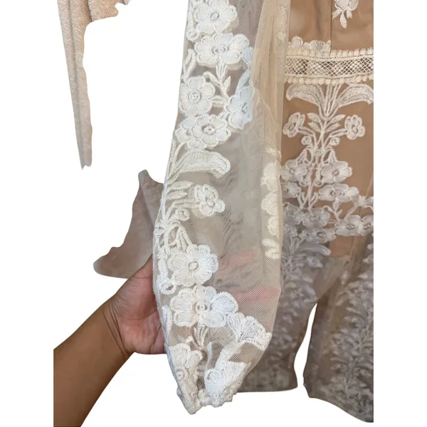 Free People For Love Lemons Temecula Jumpsuit Floral Embroidery Ivory Medium - Image 11