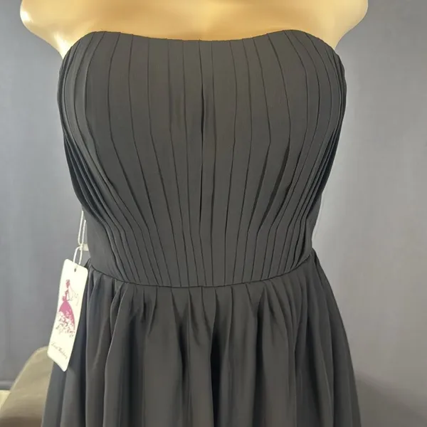 Women’s Black Strapless Short Chiffon Homecoming Party Dress Size S (4) NWT - Image 2