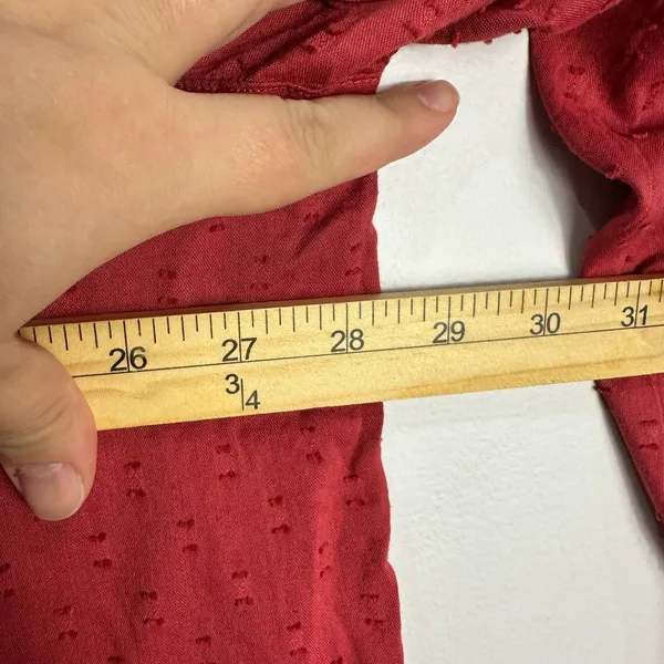 Old Navy Boho Tunic Dress‎ XL Red Swiss Dot Cotton Blend Cottagecore Peasant - Image 8
