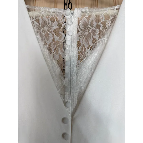 NWT Lulus Long-Lasting Love Ivory Lace V-Neck Mermaid Dress Wedding Bride Size L - Image 9