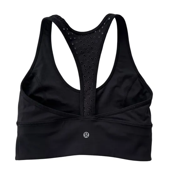Lululemon Bra Racer Back Embroidered Eyelet Sports Bra Black Size 6 - Image 7