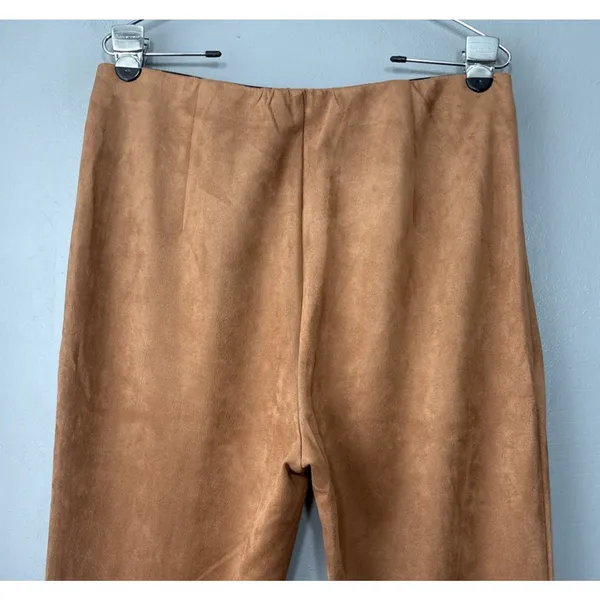 Allegra K Faux Suede Pants Size Large Brown Flare Leg Festival Hippie Boho - Image 4