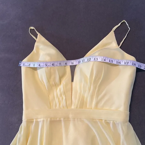 Women’s Yellow Chiffon Full Length Bridesmaid Prom Dress Corset Back Size 10 - Image 10