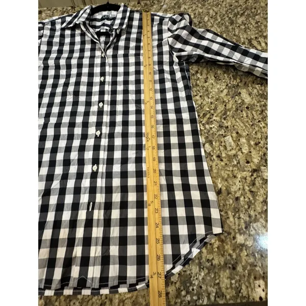 Lauren Ralph Lauren Women's Black and White Gingham Button-Down Shirt Size XS - Image 6