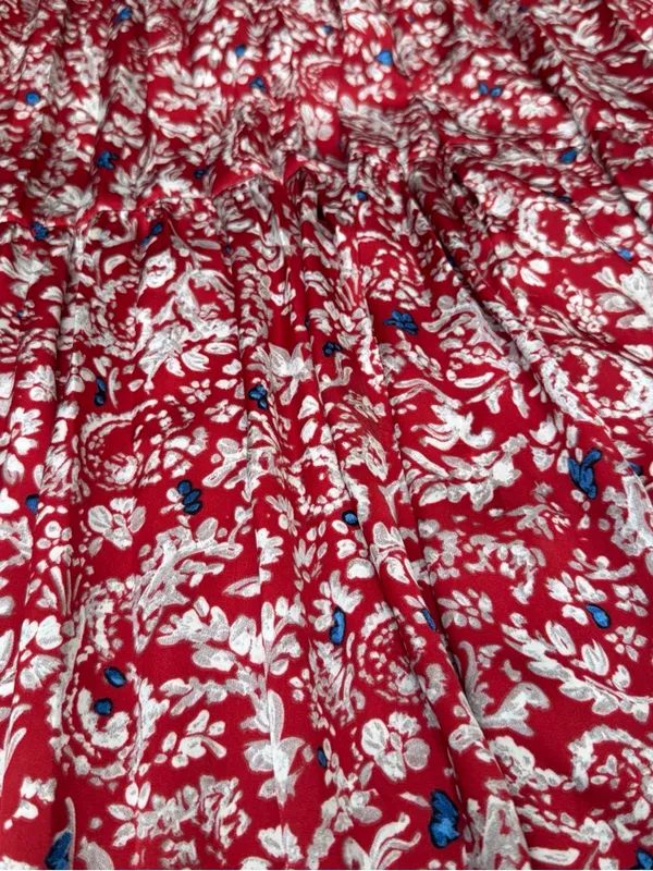 Zara Red Floral Maxi Skirt with White and Blue Accents - Image 2