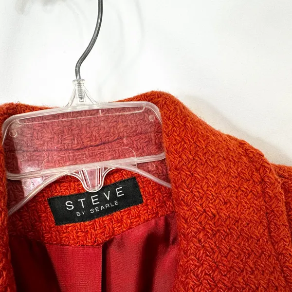 Steve by Searle Small Coat‎ Wool Italy USA Orange Textured Double Breasted VTG C - Image 7