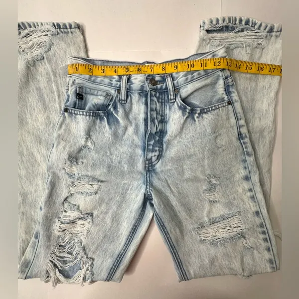 Kancan Women Jeans Size‎ 24 Acid Blue Distressed High Rise 90s Boyfriend Denim - Image 3